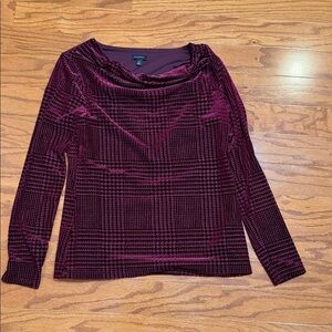 Talbots Deep Red Textured Long Sleeve lined Top